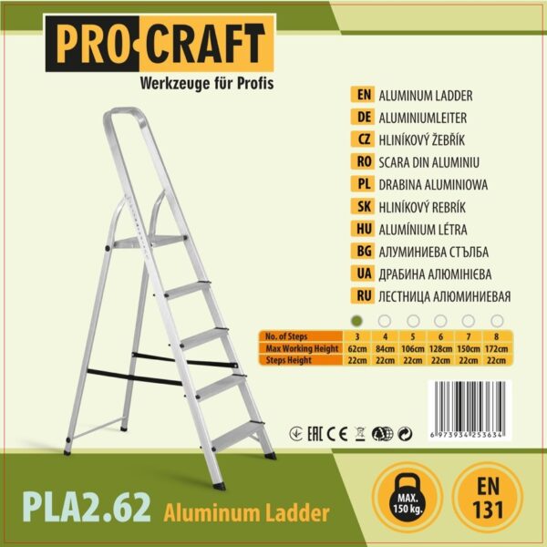 Schůdky hliníkové jednostranné 3st. Procraft  PLA2.62 | PLA2.62 - Image 6