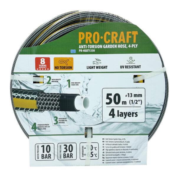 Černo-žlutá zahradní hadicí Procraft PR-4KAT1350 | PR-4KAT1350