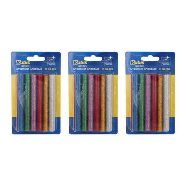 Tyčinky tavné, mix barev se třpytem  11.2*100 mm, 12 ks (po 2 ks) | 01-06-1115 - Image 2