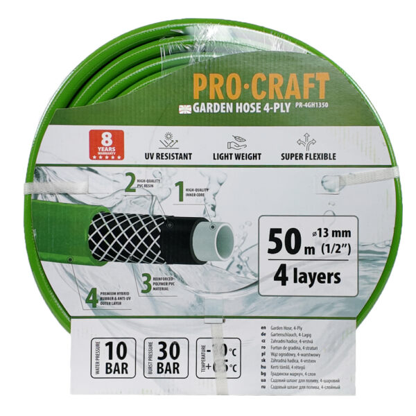 Zelená zahradní hadice Procraft PR-4GH1350 4 vrstvy, 1/2" 50 m | PR-4GH1350 - Image 2