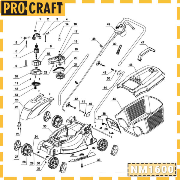 Elektrická sekačka na trávu Procraft NM1600 | NM1600 - Image 9