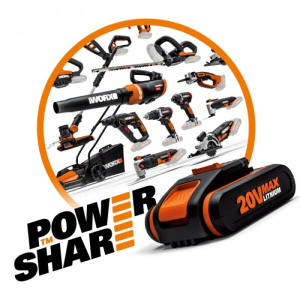 WX800.9 - Aku úhlová bruska 20V 115mm - bez akumulátoru - Powershare - Image 4