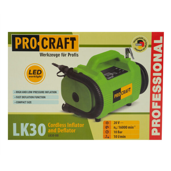 Aku kompresor s ofukovací pistolí LK30 Procraft (bez baterie a nabíječky) | LK30 bb - Image 9