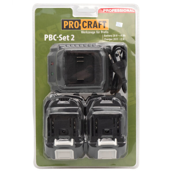 Sada baterie 20V 4Ah (2 ks) + 1 nabíječka Procraft PBC-Set 2 | PBC-Set 2